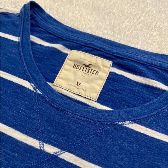 Hollister Blue|White Striped 3/4 Sleeve Cotton Top XS EUC - Picture 7 of 7